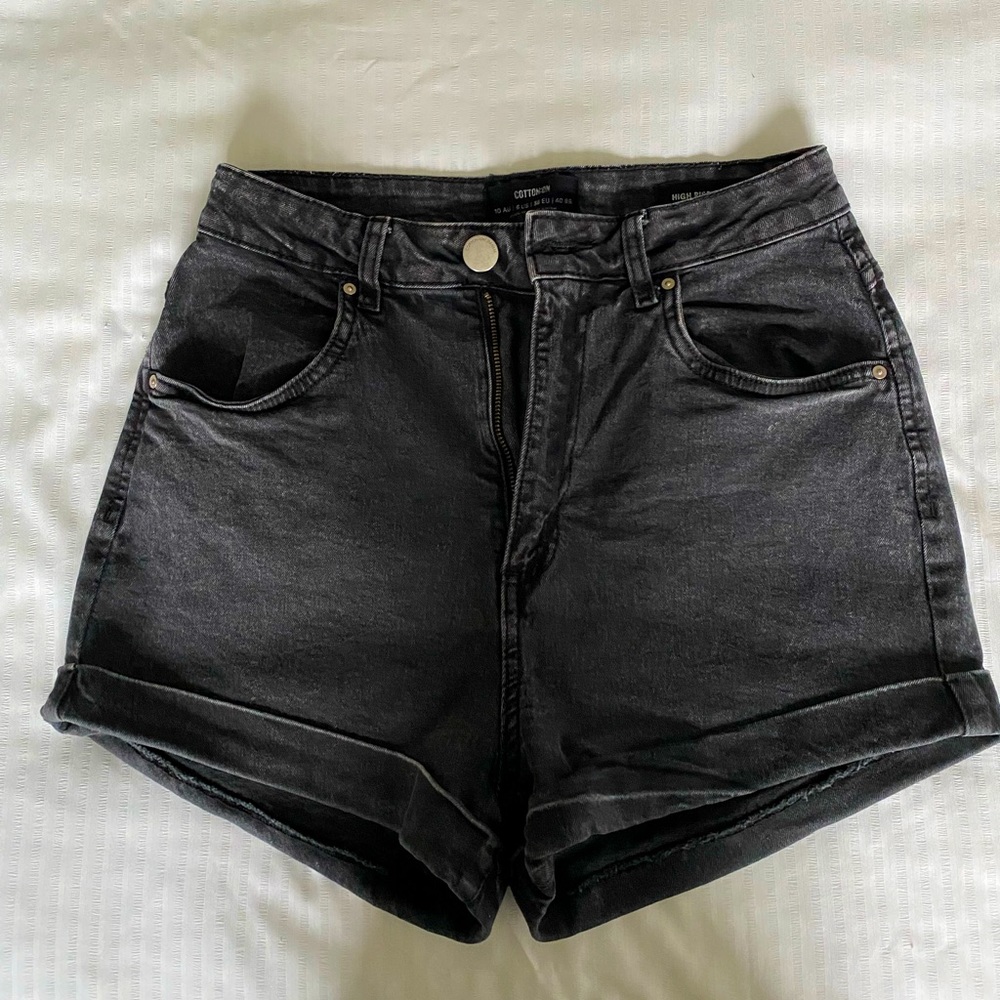 CottonOn black denim shorts.